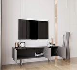 Enwood Capella Gri Mdf Country 3 Kapaklı Ahşap Ayaklı 140 Cm Tv Ünitesi