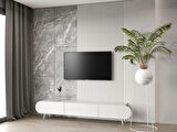 Enwood Regulus Beyaz Mdf 3 Kapaklı (Üstten Açılır) Ahşap Ayaklı 180 Cm Modern Tv Ünitesi