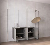 ENWOOD CAPELLA GRİ MDF 3 KAPAKLI RAFLI 120 LIK KONSOL