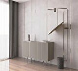 Enwood Capella Kum Taşı Rengi Mdf 3 Kapaklı Raflı 120 Lık Konsol