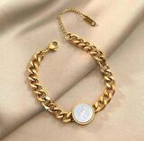 Kadın Elizabeth Vintage Zincir Bileklik Gold Renk Çelik Üzeri Altın Kaplama 2 Yıl Garanti Belgeli
