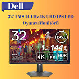 Dell 32" 1 MS 144 Hz Adaptive-Sync 4K UHD IPS LED Monitör