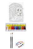Artdeco Desenli Tuval 40x50cm Aslan Fanart Academy Akrilik Boya Seti 12 Renk X 12ml