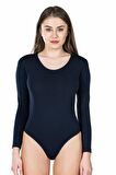 Derya Kurşun Bisiklet Yaka Uzun Kol Çıtçıtlı Kadın Body 321