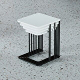 Ceylin 4lü Zigon Sehpa Mdf Tekerlekli Siyah Ayak Beyaz