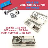 M2x4 YSB Vida Somun ve Pul Seti, 450 Parça