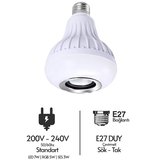 Bluetooth Hoparlörlü Uzaktan Kumandalı RGB Akıllı LED Ampul 16 Renk Değiştirilebilir Müzikli Lamba
