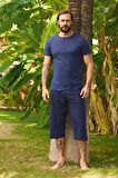 Aydoğan Erkek Civan Modal Bermuda Lacivert Pijama Takım 240399