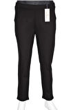 Barem Kadın Buse Rahat Kalıp Yan Cepli Orta Kalın Çelikli Siyah Pantolon