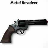 Metal Kapsül Mantar Mermili 25 Cm Revolver - Mantar Kapsüllü Sekiz Patlar Mantar Tabancası