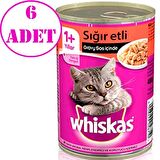 Whiskas Sığır Etli Konserve Kedi Maması 400 gr 6 AD