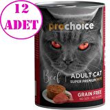 Pro Choice Sığır Etli Tahılsız Pate Yetişkin Kedi Konservesi 400 Gr 12 AD