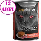 Pro Choice Kuzu Etli Tahılsız Pate Kısır Kedi Konservesi 400 Gr 12 AD