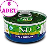 ND Prime Tahılsız Kuzulu Yaban Mersinli Kedi Konservesi 70 Gr 6 AD