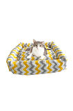 Yıkanabilir Kedi Ve Köpek Yatağı Kedi Yatak 60x45x17 Cm-sarı Gri Zikzak