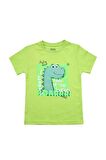 Sevimli Dinozor Baskılı Erkek Bebek Tshirt Yeşil