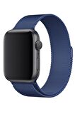 Megafox Apple Watch Seri 3/4/5/6/7/8/Se Hasır Metal Kordon Örgü Kayış Bileklik 38-40-41 MM Uyumlu