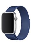 Megafox Apple Watch Seri 3/4/5/6/7/8/Se Hasır Metal Kordon Örgü Kayış Bileklik 38-40-41 MM Uyumlu
