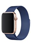 Megafox Apple Watch Seri 3/4/5/6/7/8/Se Hasır Metal Kordon Örgü Kayış Bileklik 38-40-41 MM Uyumlu