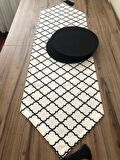BEYAZ ZEMİN SİYAH MOROCCAN DESENLİ RUNNER & SUPLA