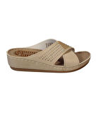 GEZER Kadın Siyah- Kırmızı Krem Taşlı Dolgu Mesaj Tabanlı Comfort Terlik