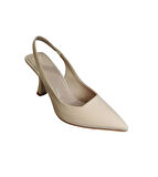 YAZKIŞ Kadın Siyah Ten Mat Kumaş 8cm Şamdan Topuk Arkası Açık Burnu Sivri Topuklu Stellto Ayakkabı