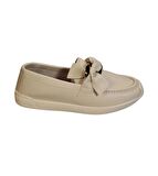 YAZKIŞ Kadın Siyah Krem Cilt Alt Tabanı Krem Üzeri Kurdele Zincir Tokalı Rahat babet