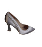 YAZKIŞ Kadın Siyah Gümüş Saten Yanları Taşlı 9cm Kadeh Topuk Stiletto Ayakkabı