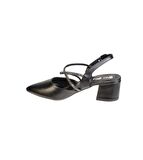 YAZKIŞ Kadın Siyah Beyaz Cilt Üzeri Taşlı Çapraz bantlı Arkası Açık 5cm Kalın Topuk Ayakkabı