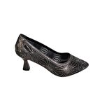 YAZKIŞ Kadın Siyah Platin Tül Kumaş Üzeri Taşlı 6cm Kadeh Topuk Düğün Nişan abiye Ayakkabı