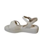 YAZKIŞ Kadın Siyah Beyaz Taşlı 4cm Dolgo Topuk Sandalet