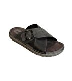 GEZER Erkek Gri Tokalı Comfort Taban  40-46 Numara Terlik