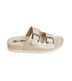 YAZKIŞ Kadın Siyah Krem Çift Tokalı Rahat Taban Terlik