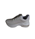 YAZKIŞ Kadın Siyah Beyaz Bej Simli Taşlı 5cm Kalın Taban Fashıon Günlük Spor Ayakkabı