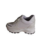 YAZKIŞ Kadın Siyah Beyaz Parlak Kumaş Taşlı 8cm İçten Gizli Topuk Fashıon Günlük Spor Ayakkabı