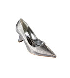YAZKIŞ Kadın Platin Gümüş Parlak Petek Kumaş 7cm Kadeh Topuk Sivri Burun Stiletto Ayakkabı