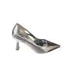 YAZKIŞ Kadın Platin Gümüş Parlak Petek Kumaş 7cm Kadeh Topuk Sivri Burun Stiletto Ayakkabı