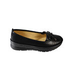 YAZKIŞ Kadın Siyah Krem Cilt Comfort Taban Üzeri Tokalı Babet