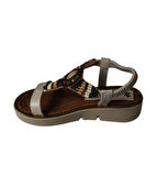 YAZKIŞ Kadın Siyah Ten Taşlı Lastikli Rahat Taban Sandalet Topuk Boyu 4cm