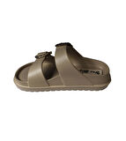 YAZKIŞ Kadın Beyaz Siyah Bej Taşlı Tokalı Çift Bantlı Pvc Deniz Havuz Plaj Bahçe GündelikTerlik