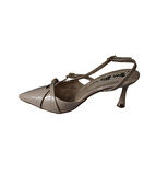 YAZKIŞ Kadın Siyah Ten Bordo Rugan Üstü Kemer Geçkili Sivri Burun 8cm İnce Topuk Stiletto Ayakkabı