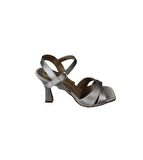 YAZKIŞ KADIN Siyah Gümüş Saten Çapraz Bantlı 9cm Kadeh Topuk Bilekten Bağlamalı Ayakkabı