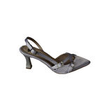 YAZKIŞ Kadın Gümüş Saten Bordo Rugan Üstü Toklaı Burnu Sivri 7cm İnce Topuklu  Stiletto Ayakkabı