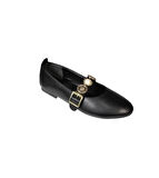 YAZKIŞ Kadın Siyah Ten Cilt Üzeri Para Baskılı Atkılı Babet