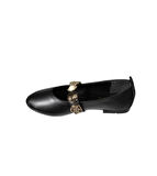 YAZKIŞ Kadın Siyah Ten Cilt Üzeri Para Baskılı Atkılı Babet