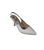 YAZKIŞ Kadın Beyaz Siyah 9cm Arkası Açık Abiye Ayakkabı