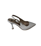 YAZKIŞ Kadın Beyaz Siyah 9cm Arkası Açık Abiye Ayakkabı