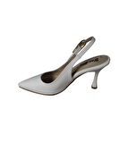 YAZKIŞ Kadın Beyaz Siyah 9cm Arkası Açık Abiye Ayakkabı