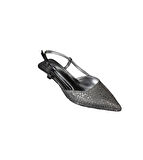 YAZKIŞ Kadın Gümüş Altın Petek Parlak Kumaş 3cm fındık Ökçe Topuk Abiye Ayakkabı