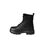 YAZKIŞ Kadın Siyah Ten Cilt Yandan Fermuarlı 15cm Bilek Boyu 4cm Kalın Taban Termo Taban Postal Bot